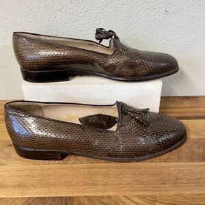 Brass Boot Genuine Snake Skin Tassel Loafers Brown Men’s Size 8.5 Dress Shoes
